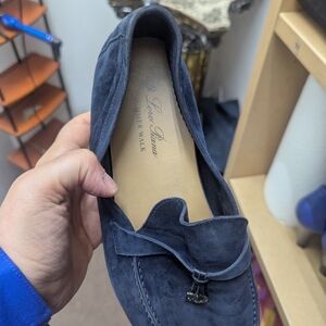 Loro Piana Dark Blue Suede Loafers